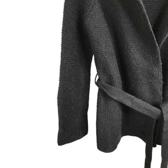 Boden Cardigan‎ Sweater Womens Size 10 Black Wool Tie Front Long Sleeve - Picture 4 of 7